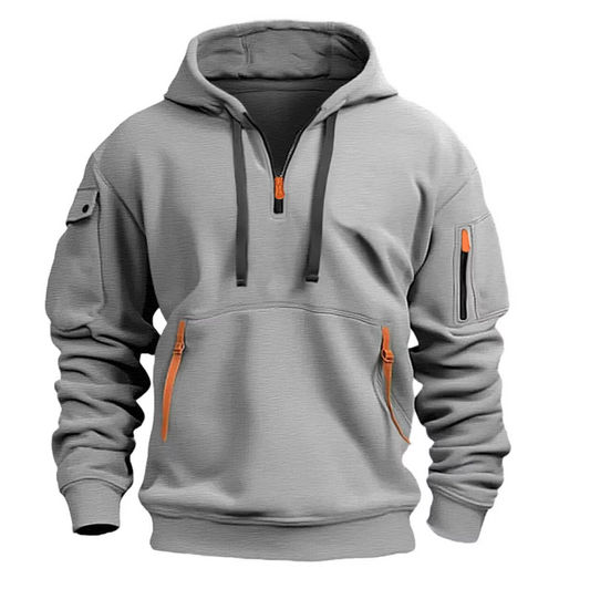 Herren Pullover Hoodie mit Kängurutasche & Kordelzug-Kapuze | Ideal für Sommerabende & Freizeit