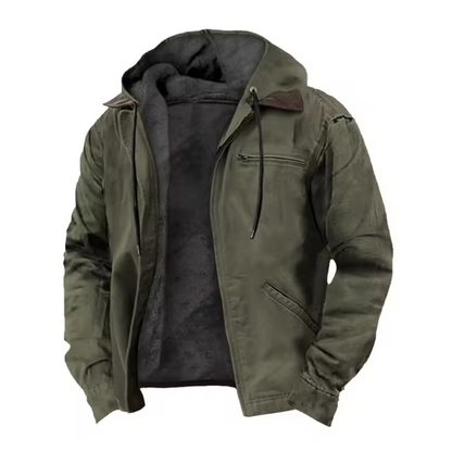 Sommerliche Vintage-Jacke mit Knöpfen, Leichtes Material, Hoher Kragen, Mehrere Taschen - Ideal für Herren