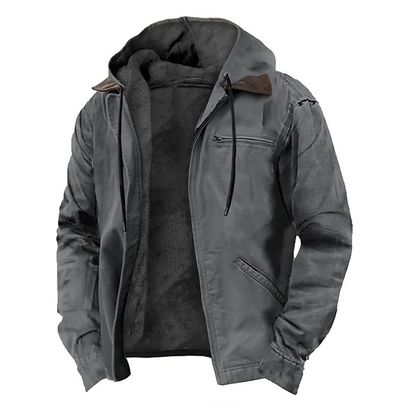 Sommerliche Vintage-Jacke mit Knöpfen, Leichtes Material, Hoher Kragen, Mehrere Taschen - Ideal für Herren