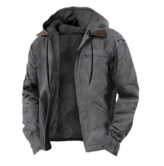 Sommerliche Vintage-Jacke mit Knöpfen, Leichtes Material, Hoher Kragen, Mehrere Taschen - Ideal für Herren