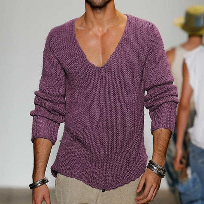 Strickpullover mit V-Ausschnitt und Relaxed Fit | Ideal für Frühling & Sommer