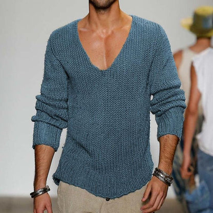 Strickpullover mit V-Ausschnitt und Relaxed Fit | Ideal für Frühling & Sommer