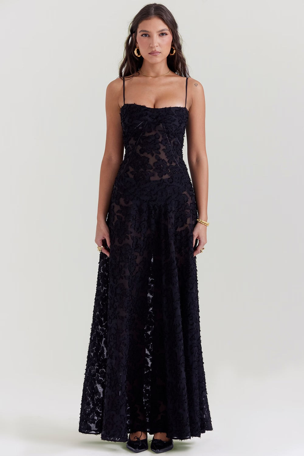 Spitzen-Maxikleid mit Schimmerndem Stoff | Perfekt für den Sommer